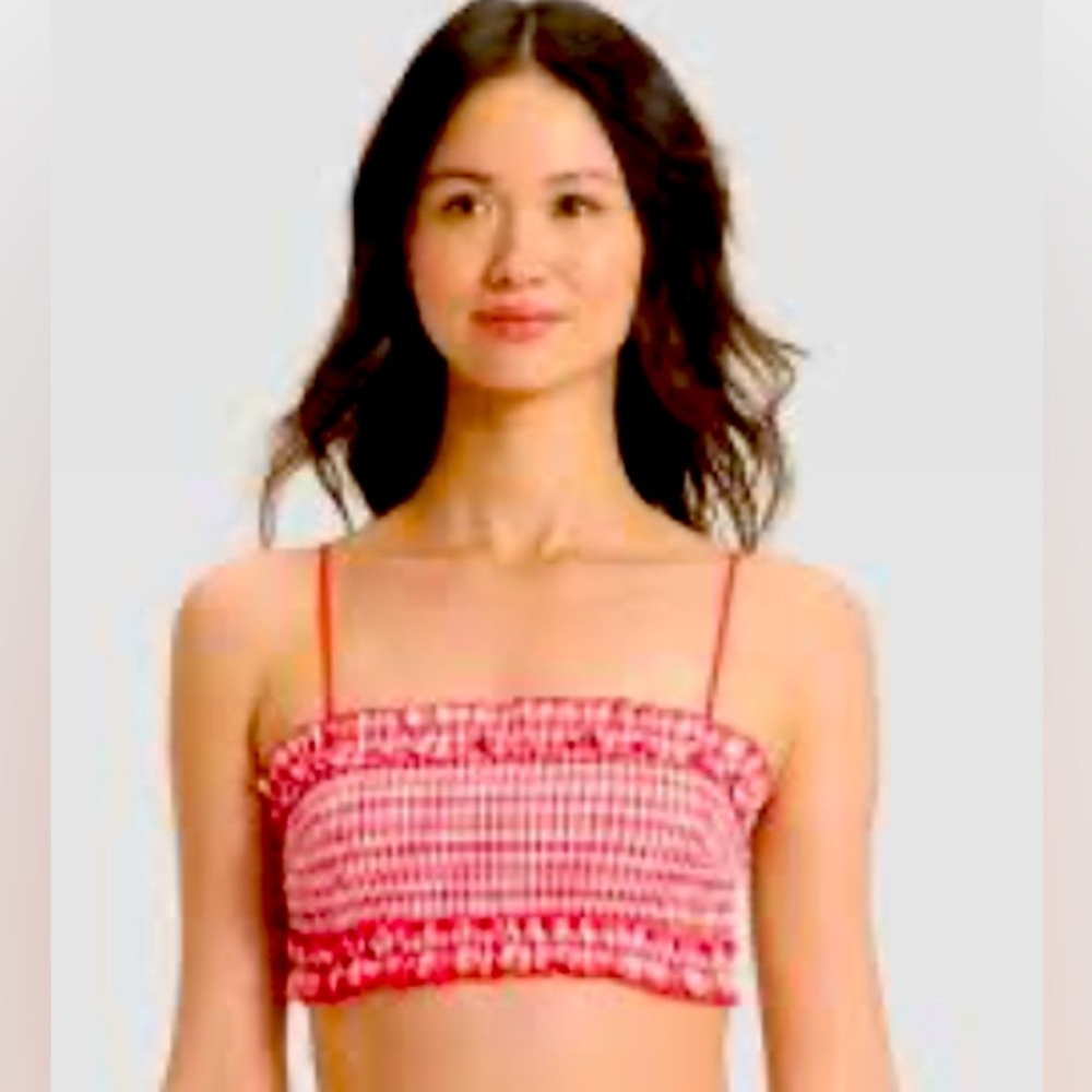 Women's Gingham Woven Bandeau Bralette - Colsie Red L